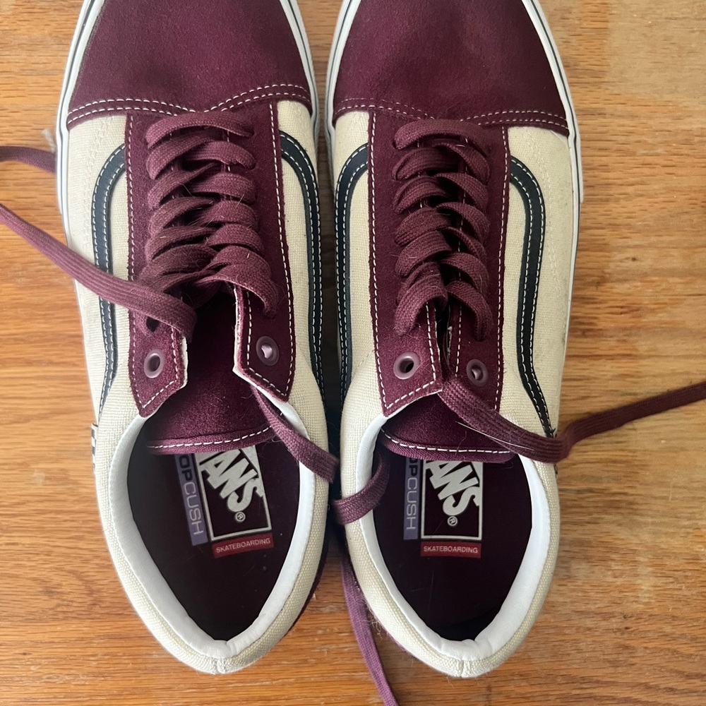 Vans Maroon and Cream Skate Shoes